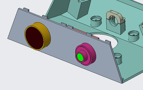 Front panel with camera lens "eyes"
