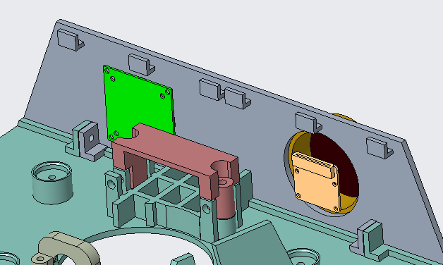 Rear of front panel with camera lens "eyes"