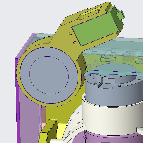 Cross section of front panel, neck and neck base motor